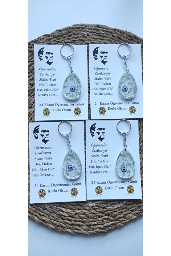 Öğretmenler Günü Hediyelik Özel Anı Kartlı Anahtarlık 10 Adet Epoksi