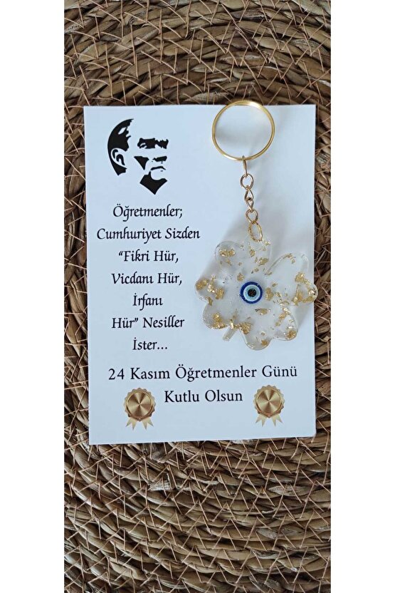 Öğretmenler Günü Hediyelik Özel Anı Kartlı Anahtarlık 10 Adet Epoksi