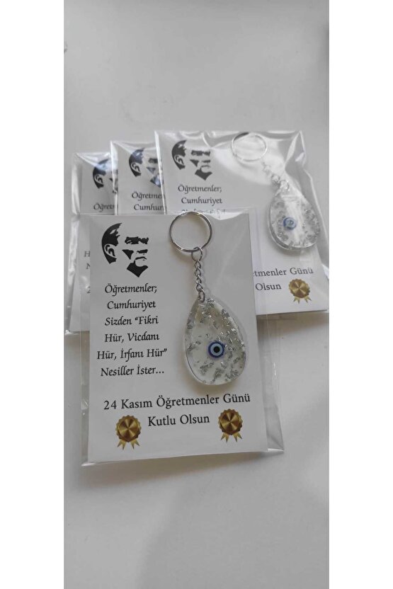 Öğretmenler Günü Hediyelik Özel Anı Kartlı Anahtarlık 10 Adet Epoksi