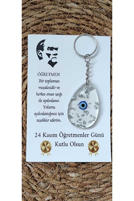 Öğretmenler Günü Hediyelik Özel Anı Kartlı Anahtarlık 10 Adet Epoksi