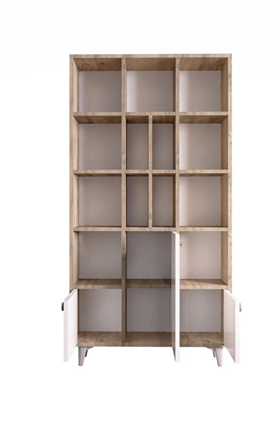 Remy Kitaplık Atlantik Çam-Vizon Bej