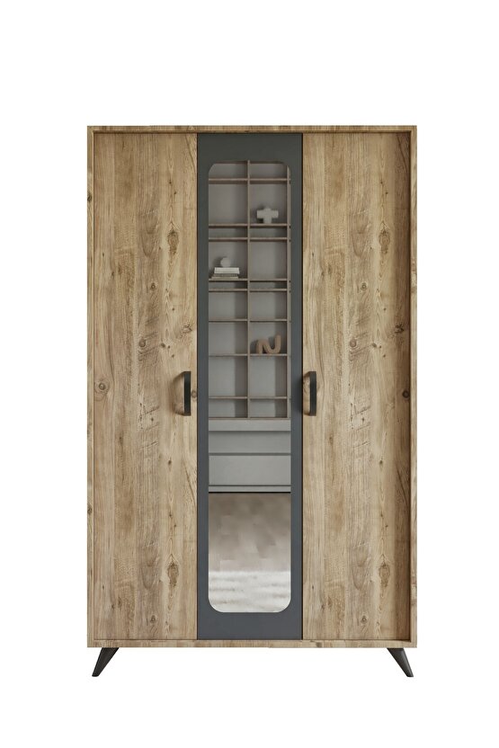 Linea 3 Kapılı Gardırop Atlantikçam-Antrasit