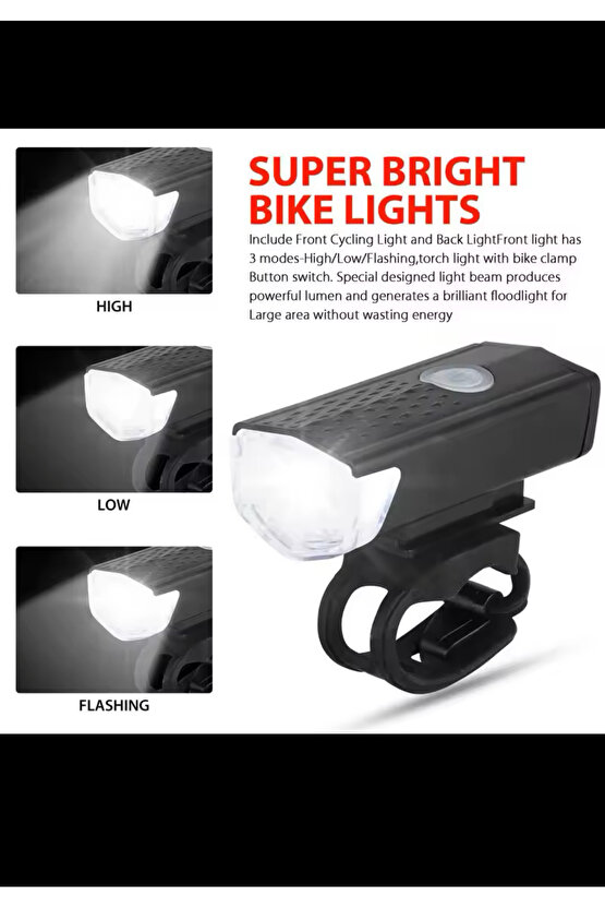 Bisiklet Aydınlatma Seti Fener Ön Arka Far Arka Stop Aydınlatma Işık