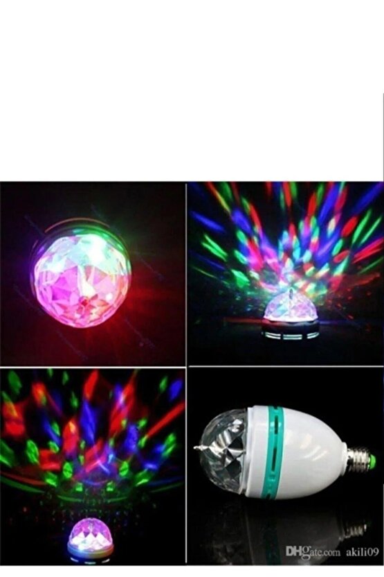 Renkli Disko Ampülü Hareketli 360 Derece Dönen Disko Topu