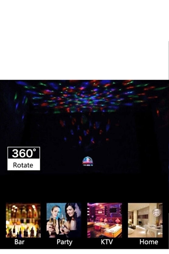 Renkli Disko Ampülü Hareketli 360 Derece Dönen Disko Topu