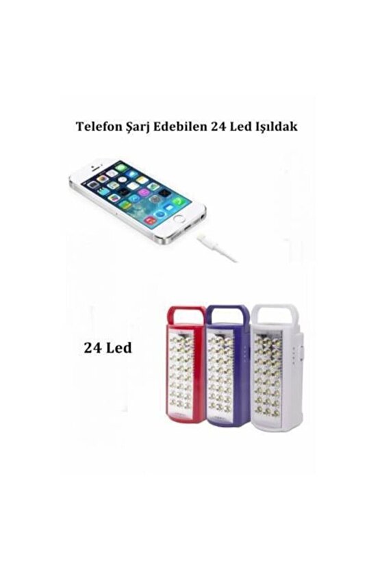 Almina Usb Şarj Çıkışlı 24 Ledli 80 Saat Yanan Led Işıldak Telefon Şarj Eden Işıldak