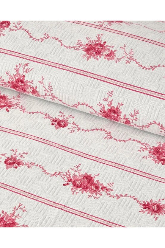 Flower Line Tek Kişilik Pike Pembe