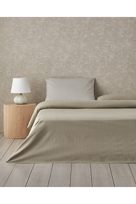 Flowing Stripes Kolay Ütülenir Tek Kişilik Nevresim Takımı 160x220 cm Bej