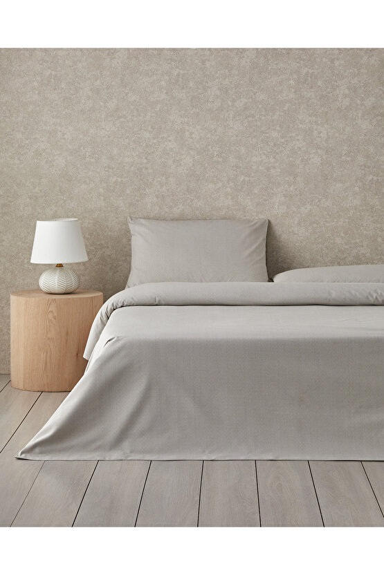 Flowing Stripes Kolay Ütülenir Tek Kişilik Nevresim Takımı 160x220 cm Bej