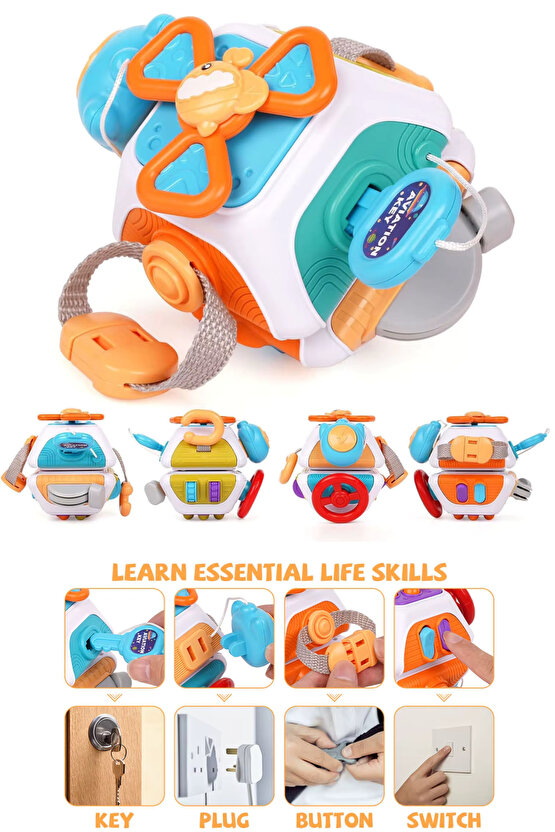 Oyuncak Montessori DuyusalEğitici Öğretici Eğlendirici 10u 1 Arada Aktivite Oyuncağı +18 Ay