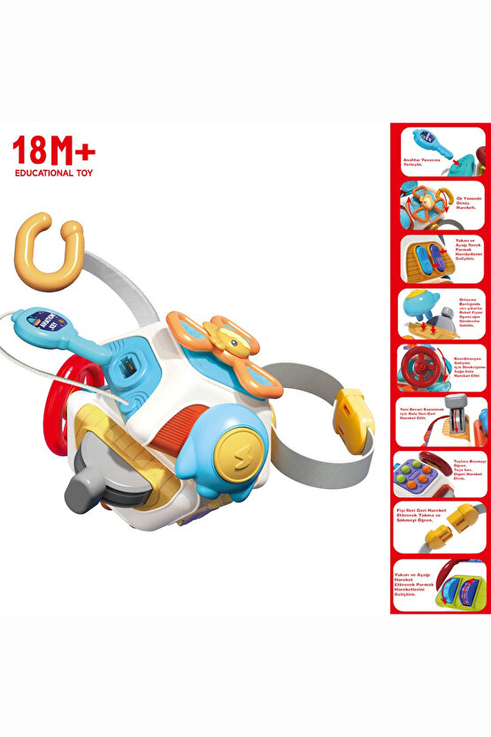 Oyuncak Montessori DuyusalEğitici Öğretici Eğlendirici 10u 1 Arada Aktivite Oyuncağı +18 Ay