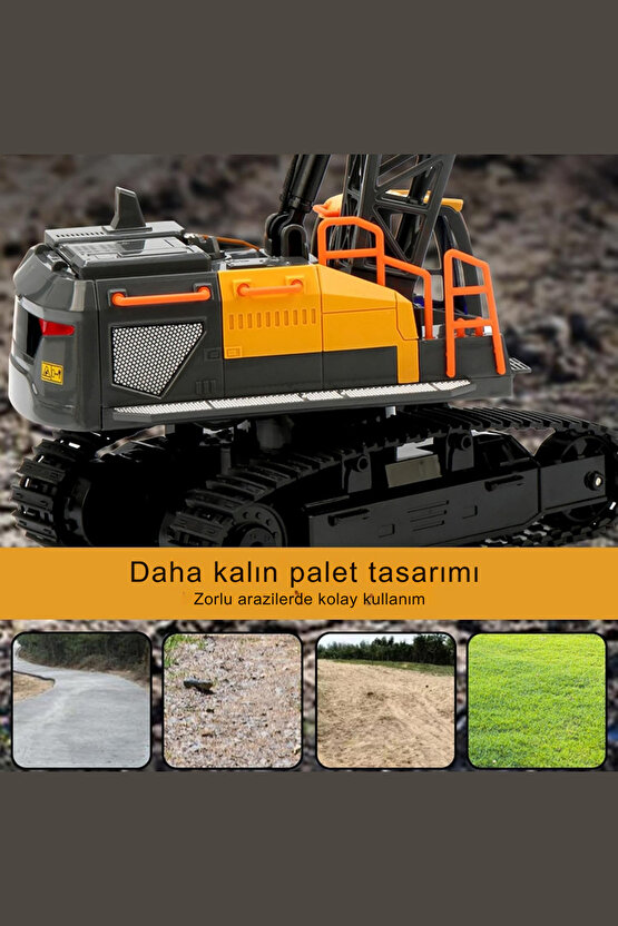 Oyuncak 40 Mhz Uzaktan Kumandalı Işıklı İş Makinası RC Ekskavatör Vinç Paletli