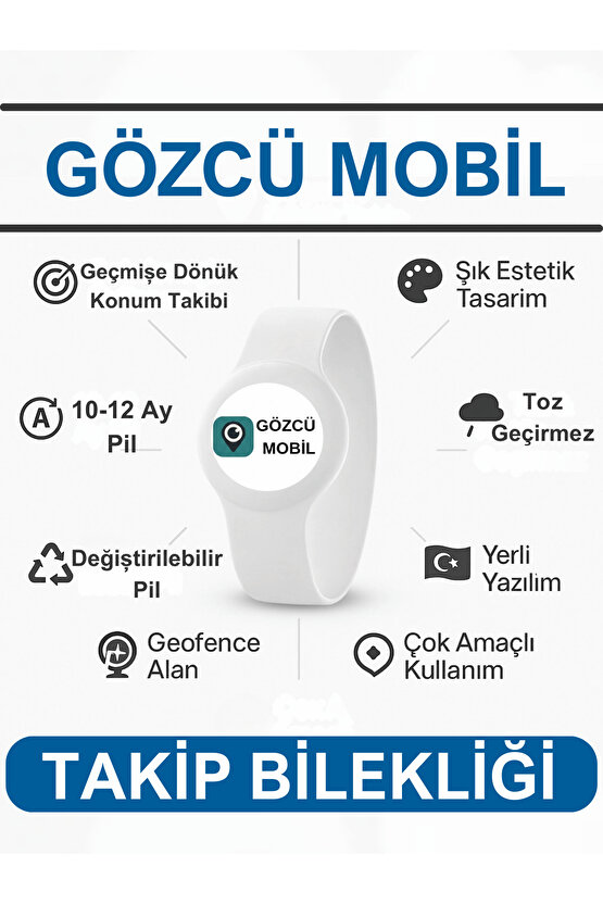 Takip Bilekliği IOS Android Uyumlu Çocuk Genç Yaşlı Hasta Takip Konum Bilekliği Takip Cihazı Simsiz