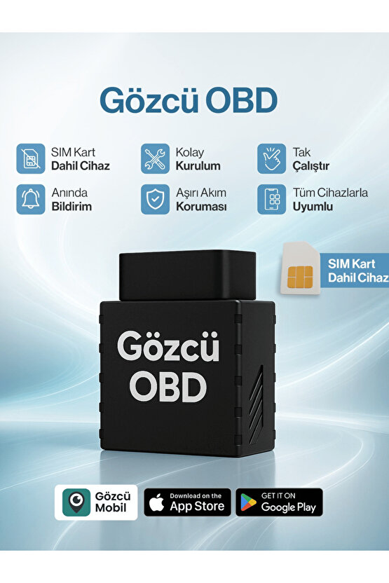OBD Girişi Araç GPS Takip Cihazı Uyumlu Sistemi Anlık Konum Geçmişe Dönük Konum Takibi Geofence