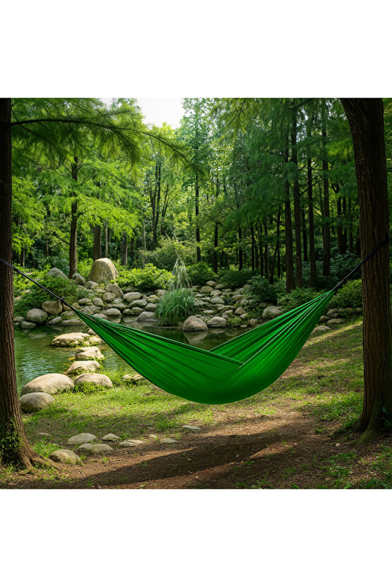 Paraşüt Hamak 140kg Kapasite Su Geçirmez Taşınabilir Çantalı Çift Halatlı Dayanıklı Hamak 240cm