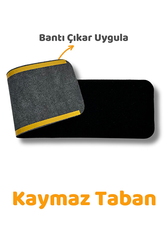 Merdiven Halısı Basamak Halısı Keçe Kaymaz Taban Yapışkanlı Halıfleks Siyah 1li 20x75 Cm