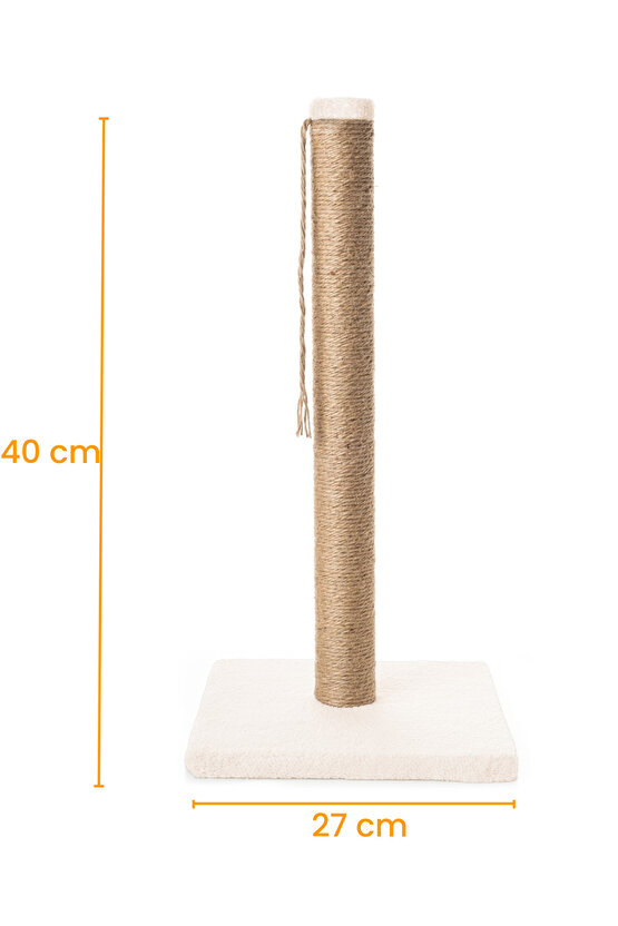 Çubuk Kedi Tırmalama Tahtası Peluş Kumaş Silinebilir Demonte 40 cm Krem Renk