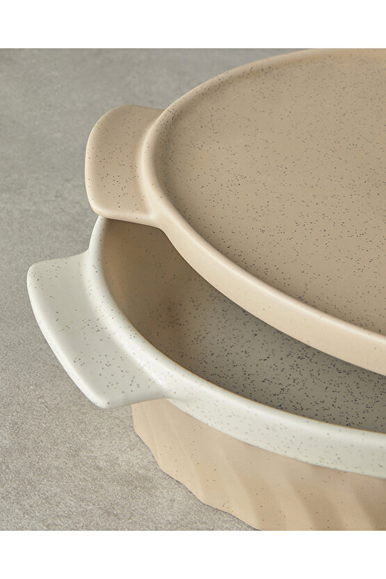 Pure Stoneware Oval Fırın Tenceresi 33,8x21,4x6,5 cm Krem