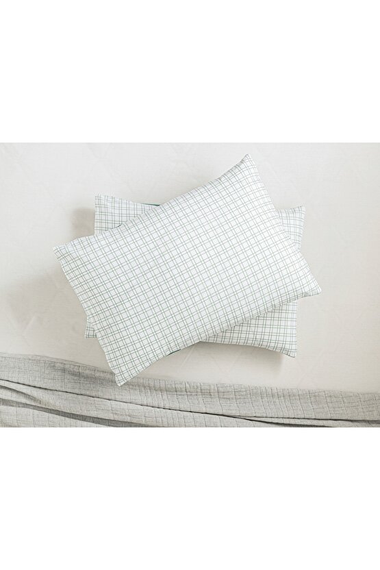 Bold Line Kolay Ütülenir 2li Yastık Kılıfı 50x70 Cm Yeşil