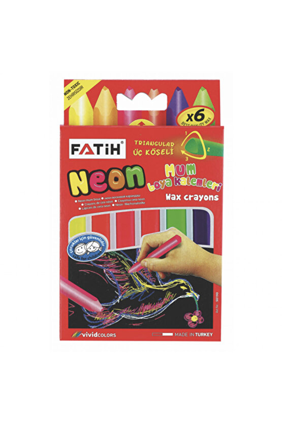 Mum Pastel Boya Neon Wax Crayon Jumbo 6 Renk Neon