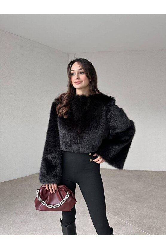 Kadın Kısa Astarlı Yumos Kürk Kazak