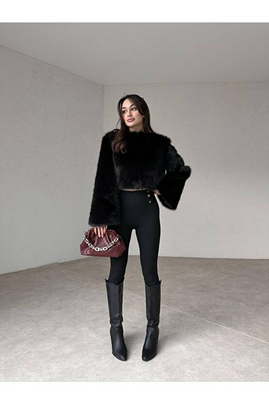 Kadın Kısa Astarlı Yumos Kürk Kazak