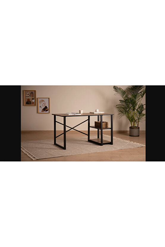 CEVİZ RENK RAFLI ÇALIŞMA MASASI