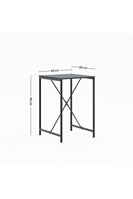 4 Kişilik Bar Masa Sandalye Seti Mutfak Yemek Masası Takımı Füme 1577