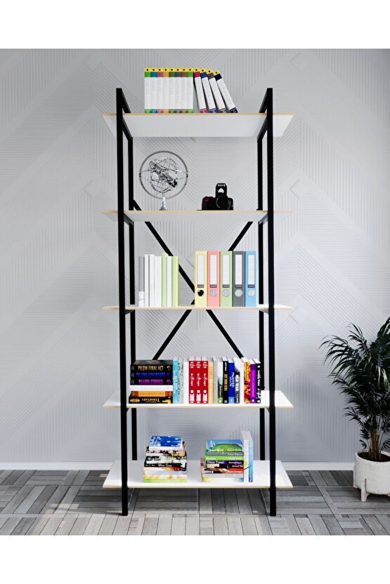 Metal Kitaplık Raf 5 Raflı Kütüphane