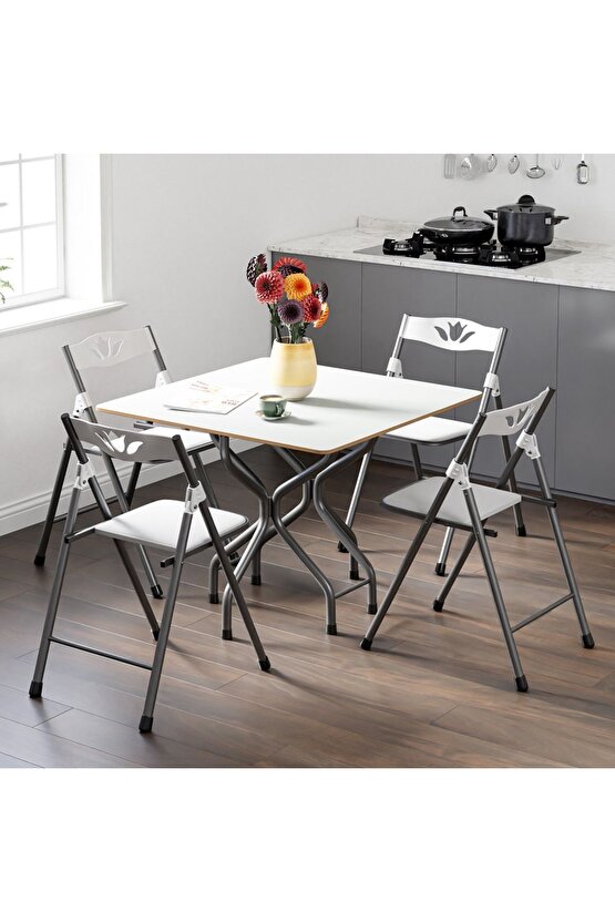 Katlanır Kırma Kare Masa Sandalye Takımı Seti