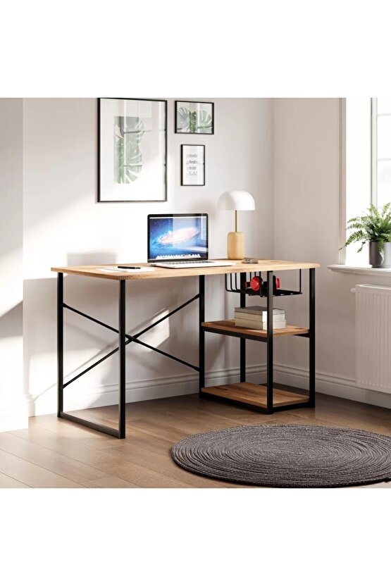 Çalışma Masası Telli Raflı Ofis Laptop Bilgisayar Masası