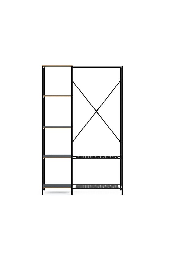 Çok Amaçlı Metal Ayaklı Raflı Dolap Ayakkabılık Portatif Portmanto Gardırop