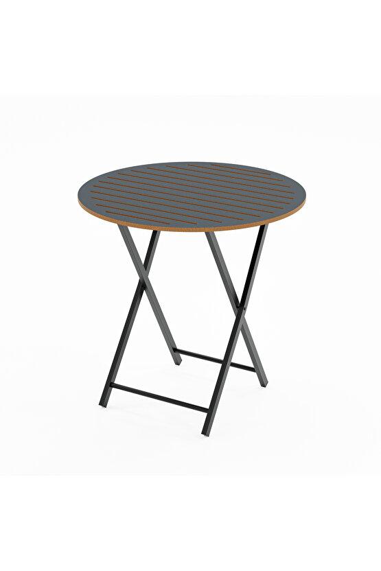 4 Kişilik Minderli Yuvarlak Bistro Takım Bahçe Mutfak Masa Sandalye Füme 1505