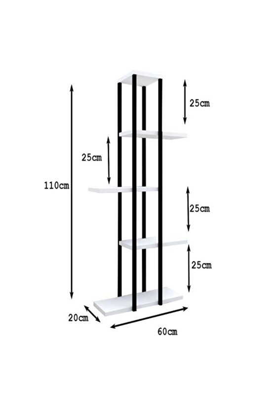 Dekoratif 5 Raflı Metal Çiçeklik Saksı Standı Saksılık Beyaz 1312
