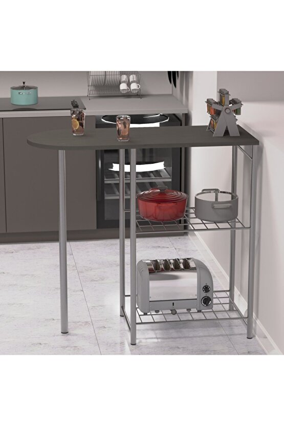 Mutfak Bar Masa Sandalye Takımı Katlanır Bar Sandalye 2 Kişilik Mutfak Masası Gri 1297