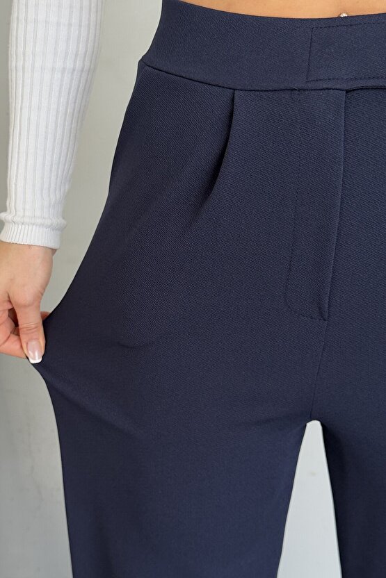 Likralı Cırtlı Kadın Palazzo Pantolon – Cesur Tarz, Yüksek Bel, Rahat Kesim