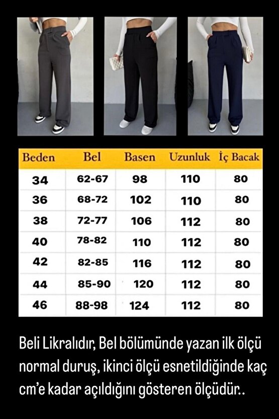 Kadın Yüksek Bel Cırt Kapamalı Likralı Antasit Palazzo Pantolon - Günlük Rahat Kalıp