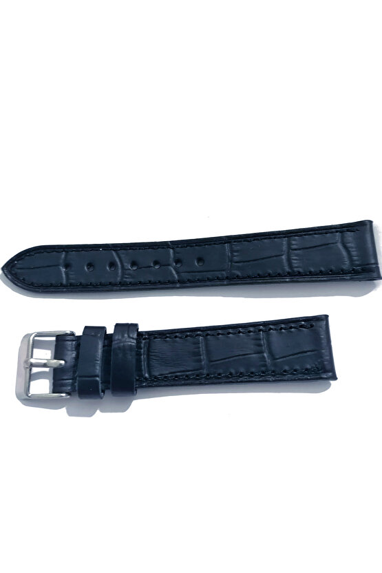 &Her Saate Uyumlu Hakiki Deri Saat Kordonu koyu lazivert 16 mm (405 )