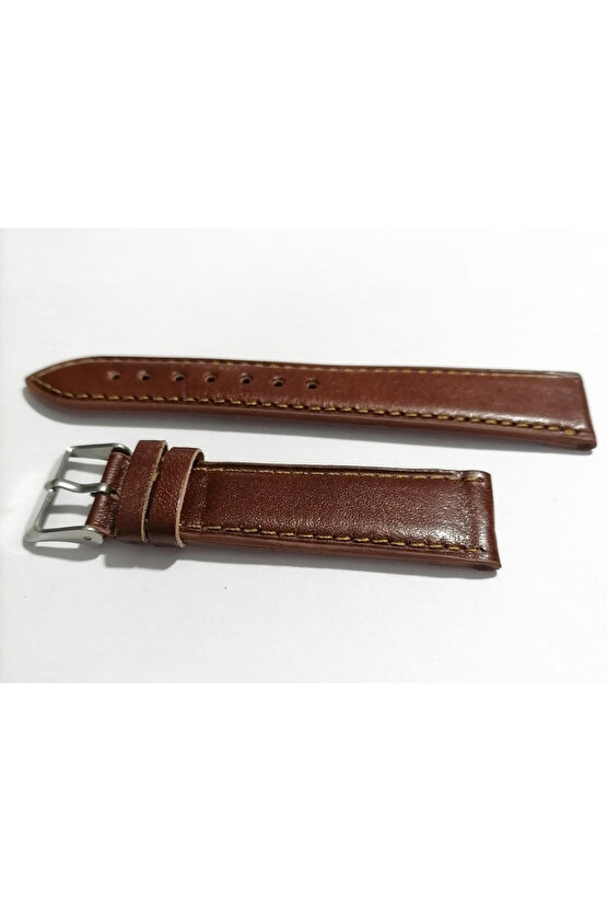 &Her Saate Uyumlu Hakiki Deri Saat Kordonu KOYU TABA 22 mm ( 123-4 )