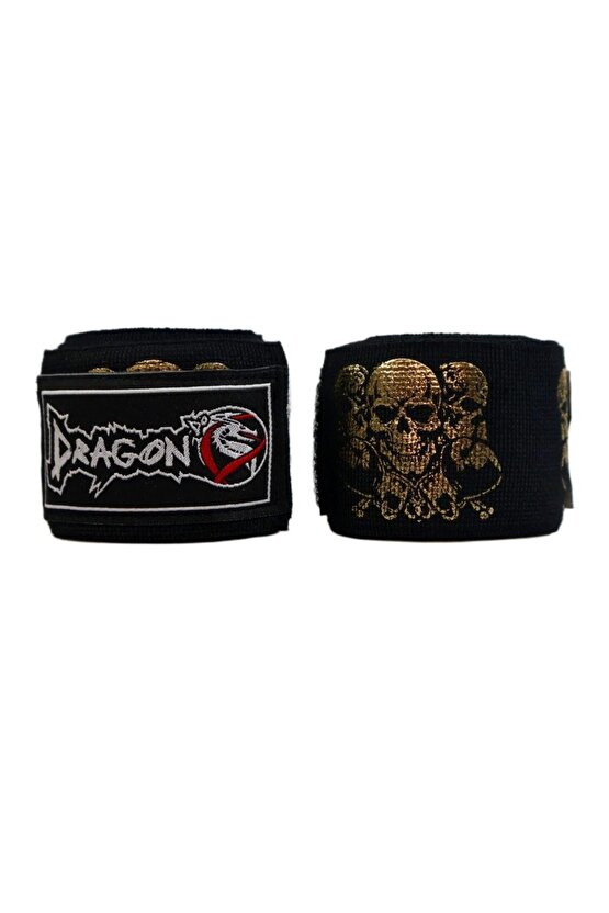 Gold Fury Boks Eldiveni Muay Thai Eldiveni ve Skull Gold 3,5 Mt Kuru Kafalı Boks Bandajı