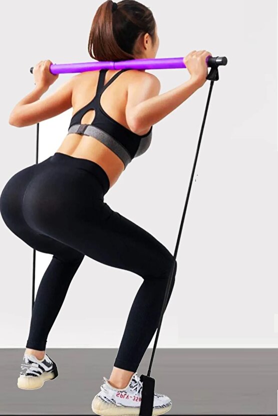 Squat Pilates Studio Evde Spor Egzersiz Çubuğu Kalça Basen Sıkılaştırıcı Pilates Barı Plates