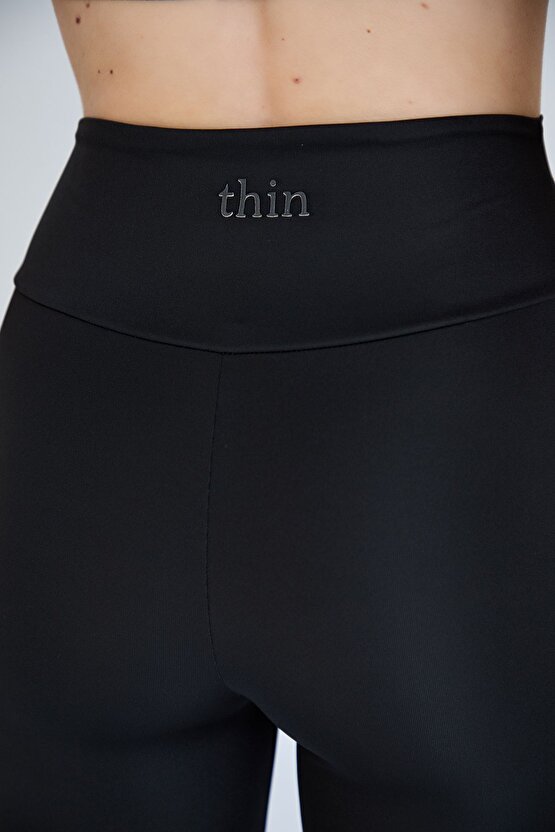 Siyah, Tül Detaylı Sporcu Taytı İnceltici Ve Sıkılaştırıcı