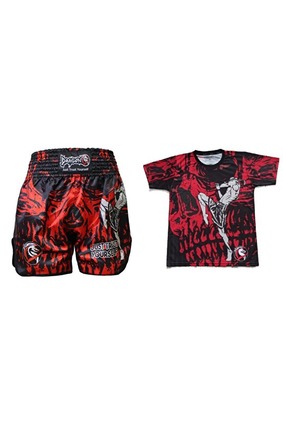 Dragon Mt3012 Muay Thai Şort ve Tişört 2 li Set Muaythai Boks Seti