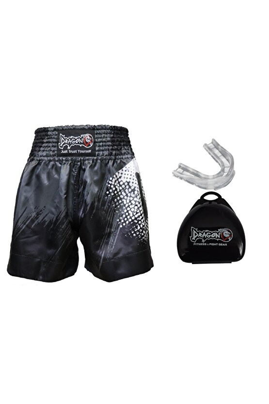 Dragon Sporcu Dişliği ve Mt3011 Muay Thai Kick Boks Şortu 2 li Set Dijital Baskılı Muay Thai Şortu