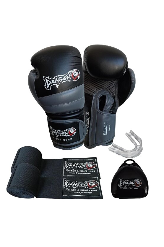 Dragon Attack 6 Boks Eldiveni Kick Boks Muay Thai Boks Eldiveni Bandaj  Ve Dişlik 3lü Set