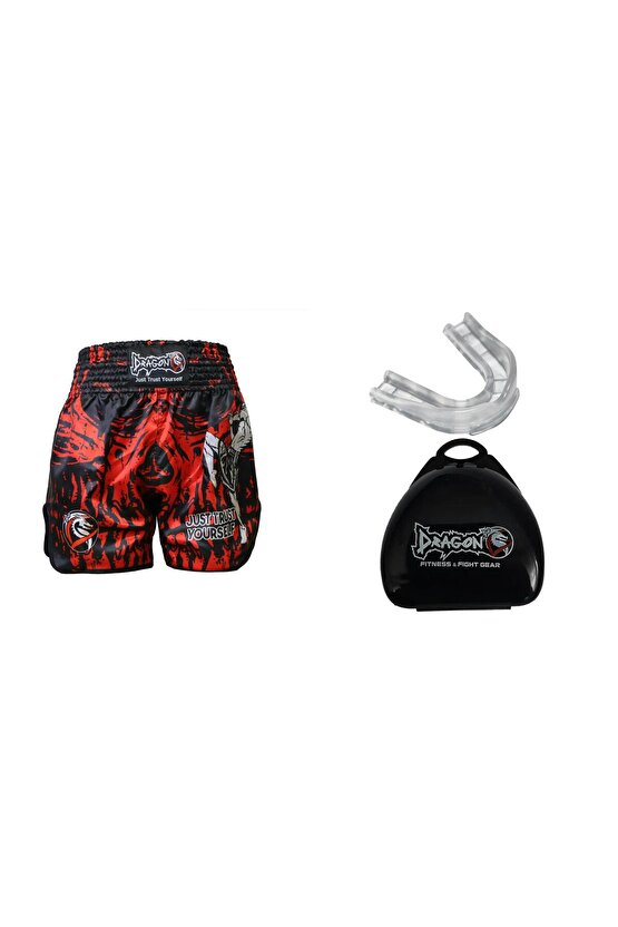 Dragon Sporcu Dişliği ve Mt3012 Muay Thai Şortu 2 li Set Dijital Baskılı Muay Thai Şortu