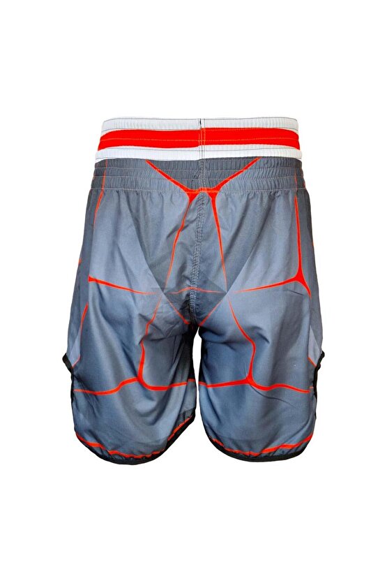 KB243 Kick Boks Şortu Kick Boxing Antrenman Şortu Gri Desenli Şort