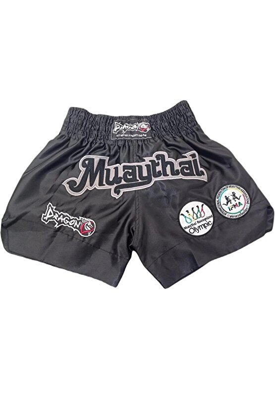 Muay Thai Federasyon Onaylı Nakışlı Maç Şortu Ve Şeffaf Dişlik 2li Set