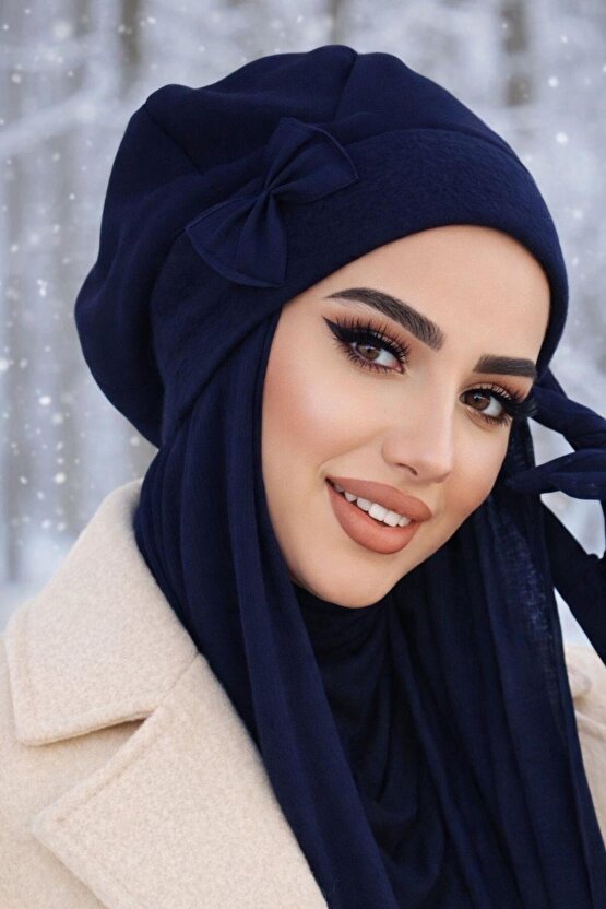 Lacivert Şallı Tesettür Bere