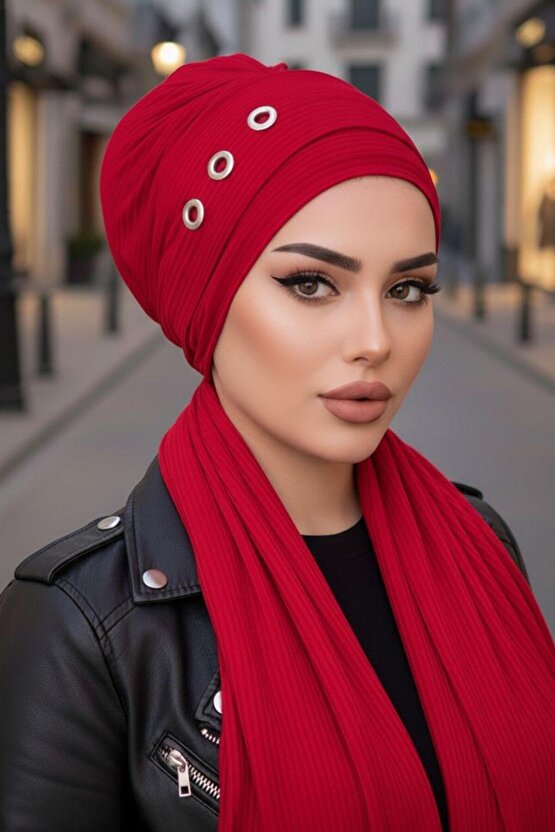 Bordo Metal Detaylı Atkılı Bone